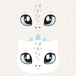 ドラゴンの顔SVG PNG、シルエットクリカット、かわいい本好きのキャラクター、赤ちゃんの目、ファンタジーで神秘的で魔法のような気まぐれな火の生き物