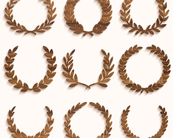 40 Laurel Wreath SVG DXF Bundle, Laser Cut Files, Glowforge Silhouette Cricut, Leaf Frame, Decorative Award Border