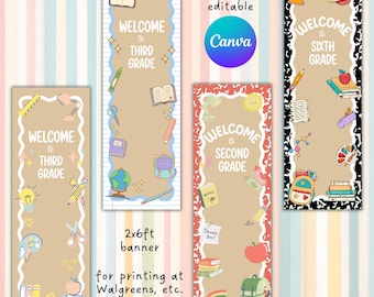 First Day of School Banner Template Bundle, 2x6ft Canva Editable, Printable Poster (Digital Download)