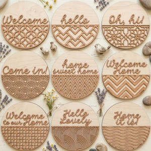 Interchangeable Geometric Welcome Sign Bundle SVG DXF, Laser Cut Files Glowforge Cricut, Front Door Hanger (Digital Download)