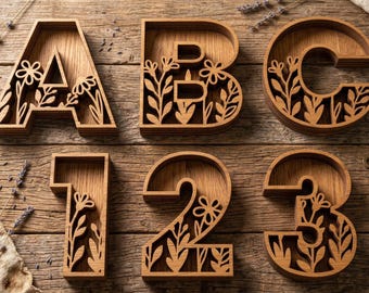 Wildflower Alphabet SVG DXF, Laser Cut File Glowforge, Silhouette Cricut, Floral A-Z Letters Numbers, Wall Decor, Kids Nursery Name Bed Room