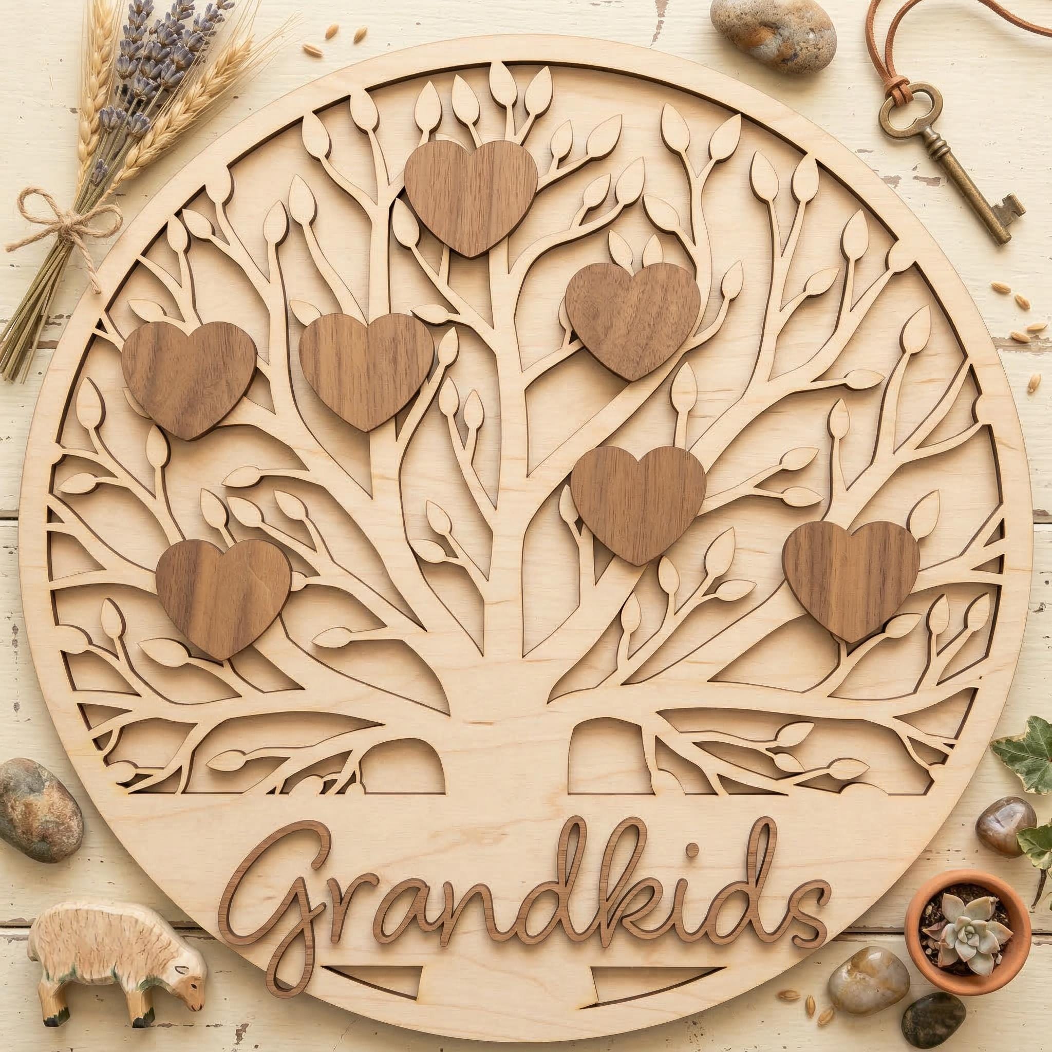Tree Round Sign Family Tree Round Sign Bundle SVG DXF, Laser Cut Files Glowforge, Front ...