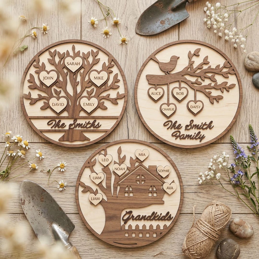 Family Tree, Grandkids Sign SVG DXF, Laser Cut Files Glowforge Cricut ...