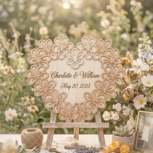 Floral Heart Frame SVG DXF, Laser Cut Files Glowforge Cricut, Wedding Sign (Digital Download)