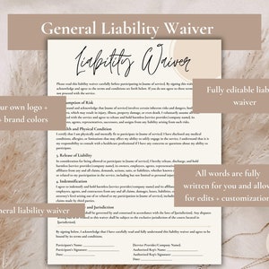 Editable General Liability Waiver Template: Small Business Form (Canva)