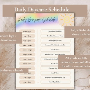 Daycare Schedule Template, Montessori Daycare Schedule, Daycare Forms, Daily Plan Kids, Home Daycare Forms, Schedule For Daycare, Daycare