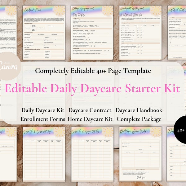 Starter Kit for Daycare Starter Kit Daycare Forms Home Daycare Forms Complete Package Daycare Contract Childcare Starter Kit