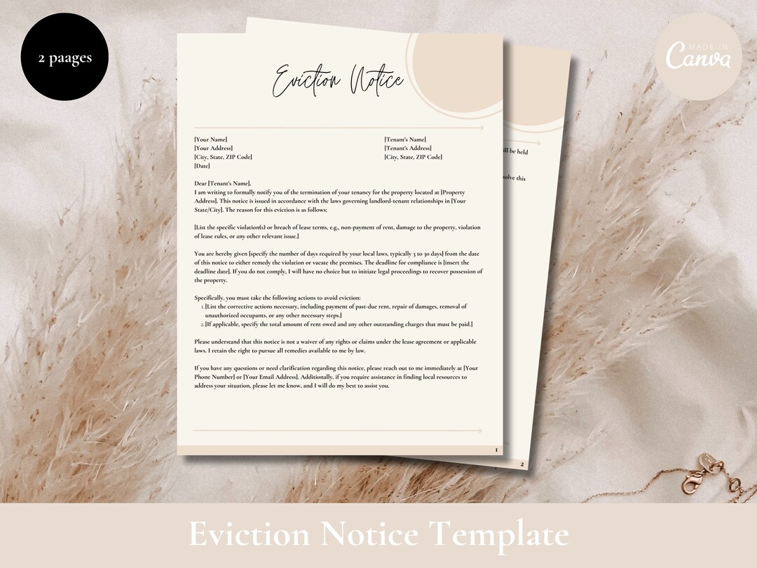 Eviction Notice Template Eviction Notice of Eviction Form Eviction