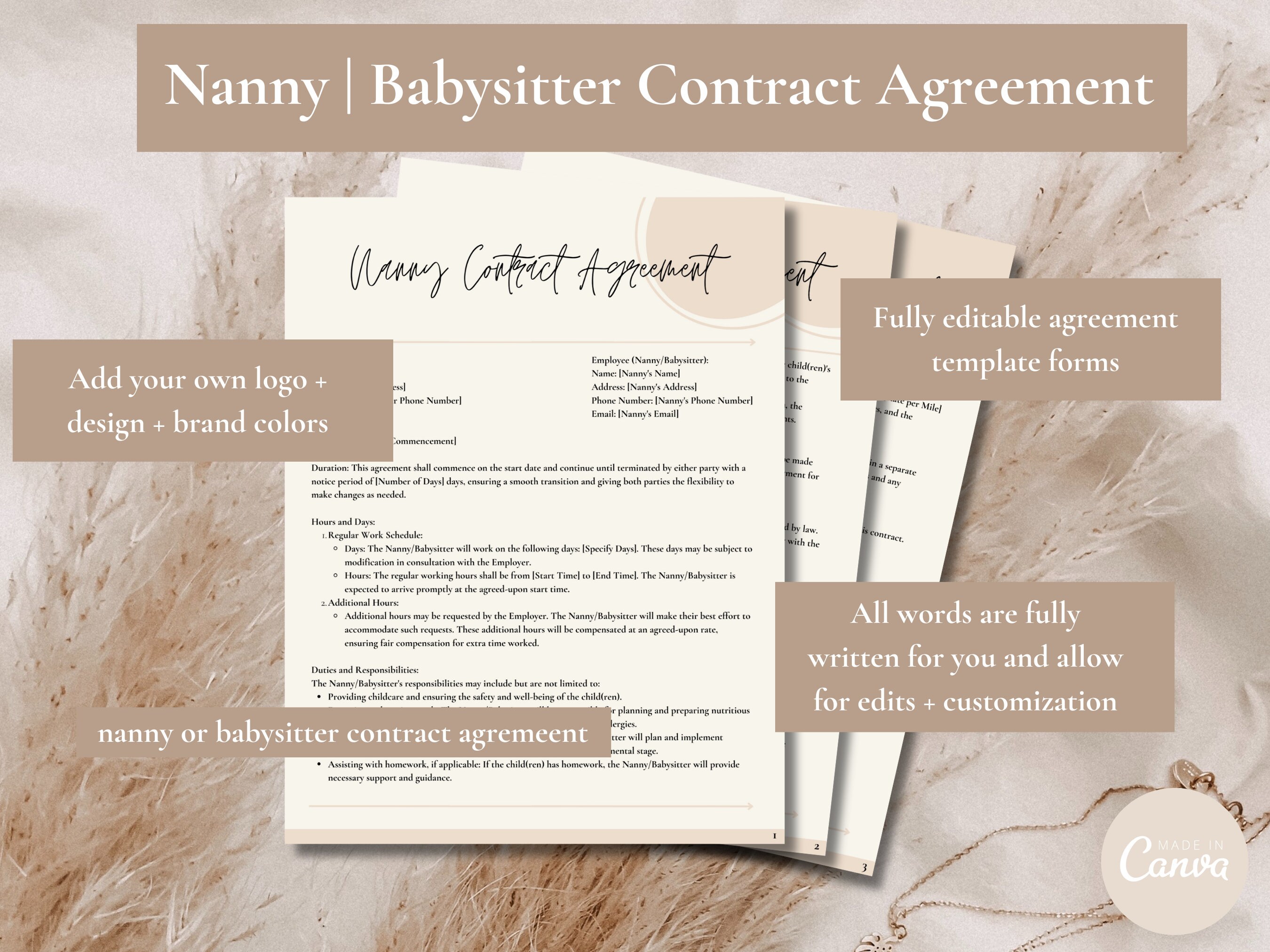 Nanny Contract Template Caregiver Contract Babysitter Contract Form Nanny Contract Template Caregiver Contract Babysitter Contract Form