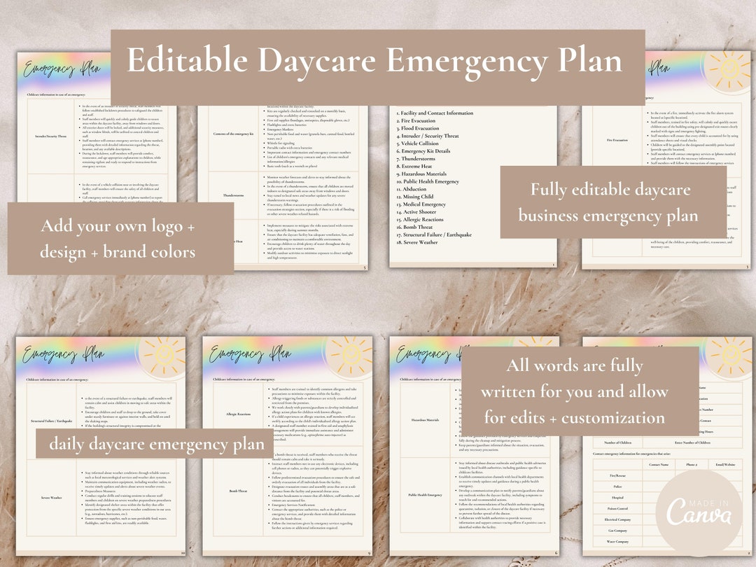 Daycare Emergency Plan Childcare Emergency Plan Template Emergency Plan Daycare Emergency