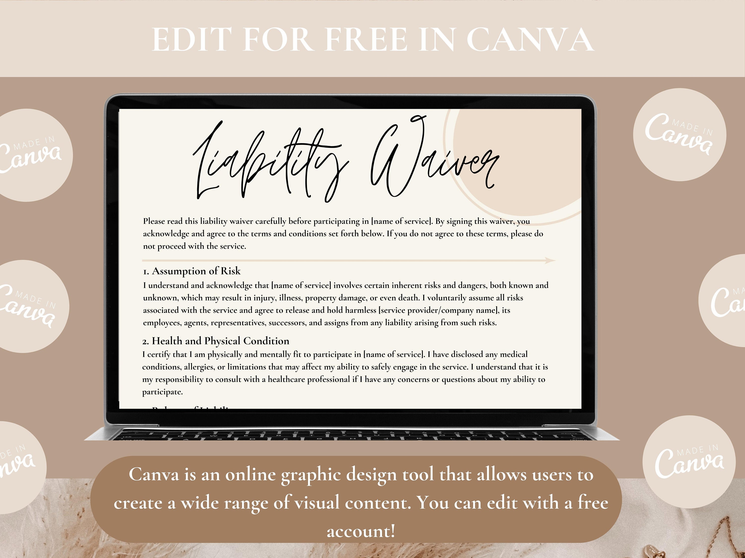 Editable General Liability Waiver Template Sports, Gym (canva) Etsy