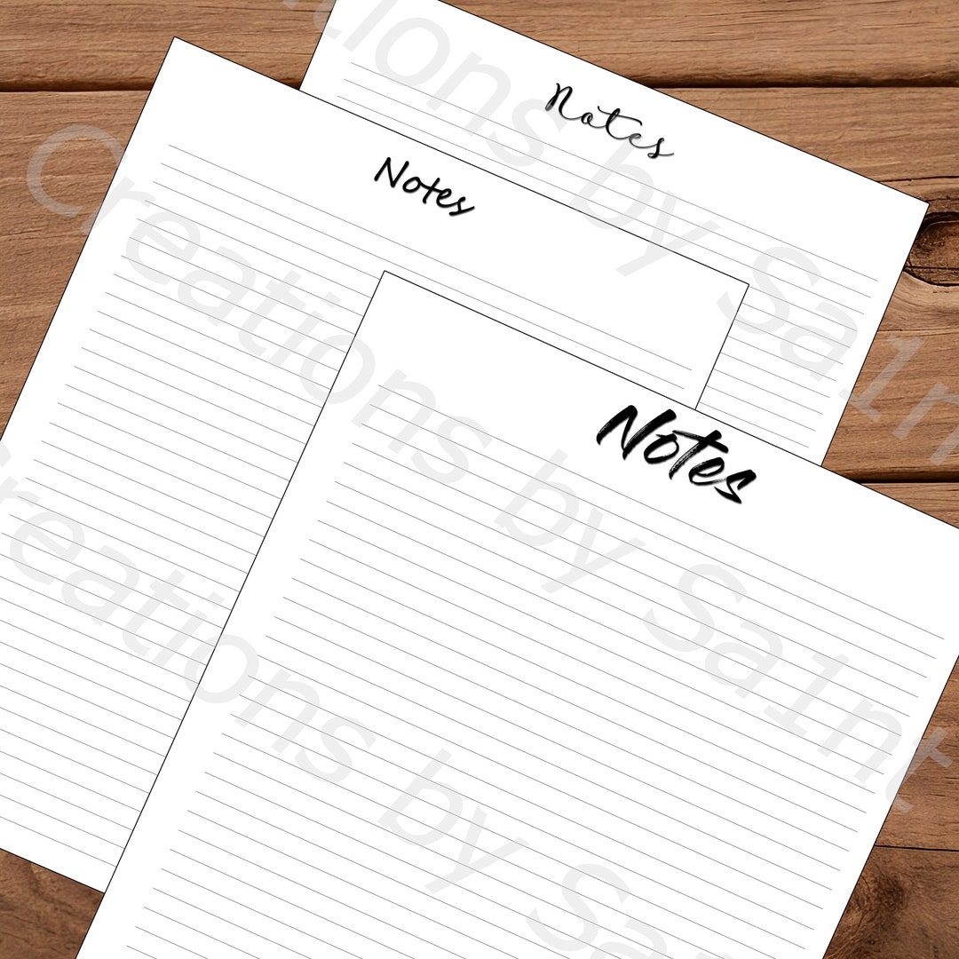 Notes Page Classic Look 3 Design Pack. Digital Download and Printable ...