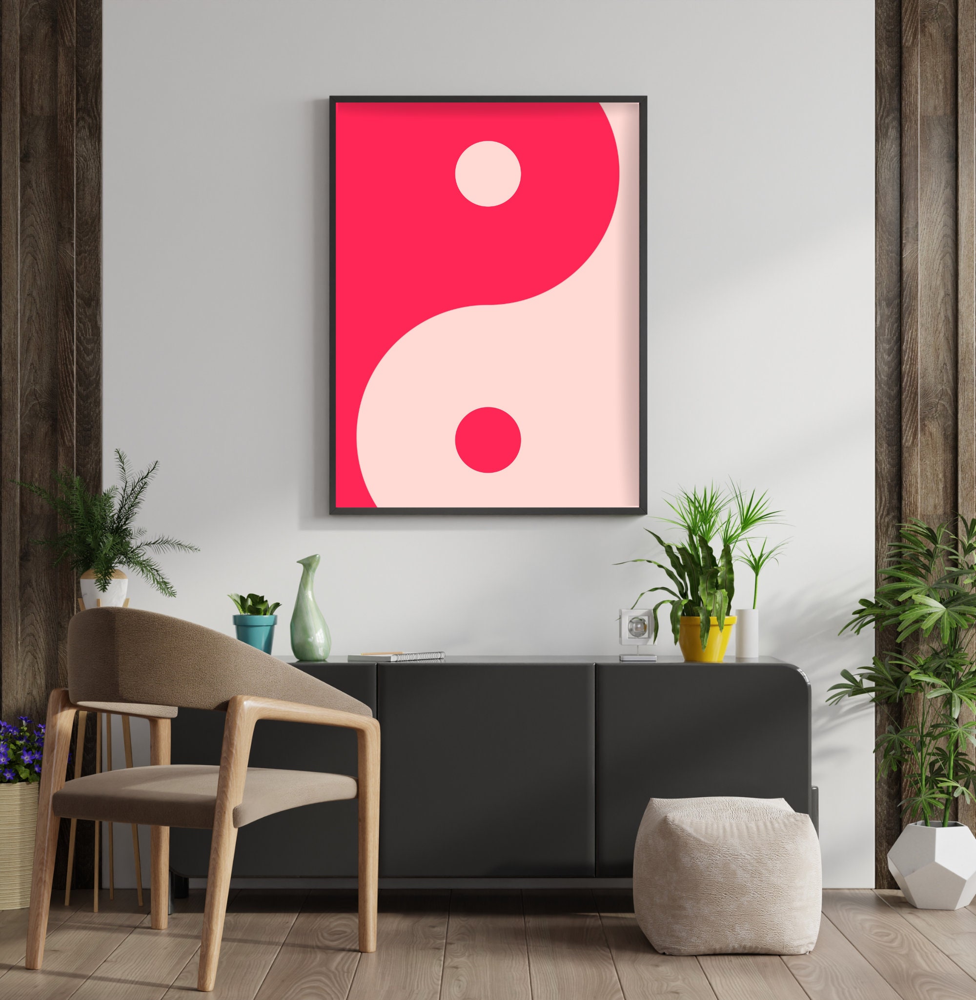 Yin Yang Art Modern Yin Yang Art Pink Wall Art Colourful - Etsy UK