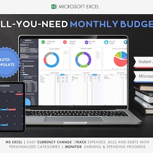 All-you-need Monthly Budget Spreadsheet Template for Excel, Budget Sheet, Budget Tracker, Savings Tracker, Budget Planner Dashboard