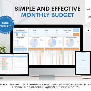 Simple Monthly Budget Spreadsheet Template for Google Sheets, Budget Planner, Financial Planner, Expense Tracker, Budget Tracker