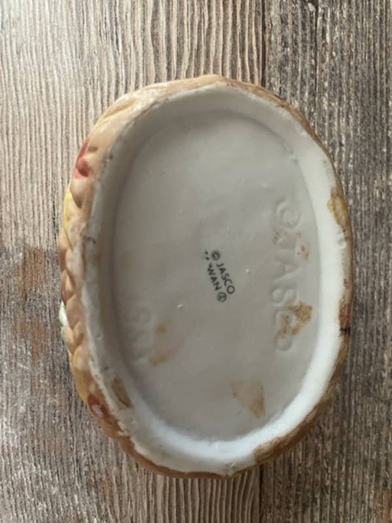 Vintage Jasco ceramic bird dove nest candle holder trinket box image 5