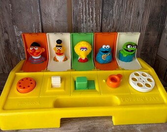 Vintage 80er Jahre Playskool Poppin' Pals Sesamstraße Baby Aktivitätsspielzeug