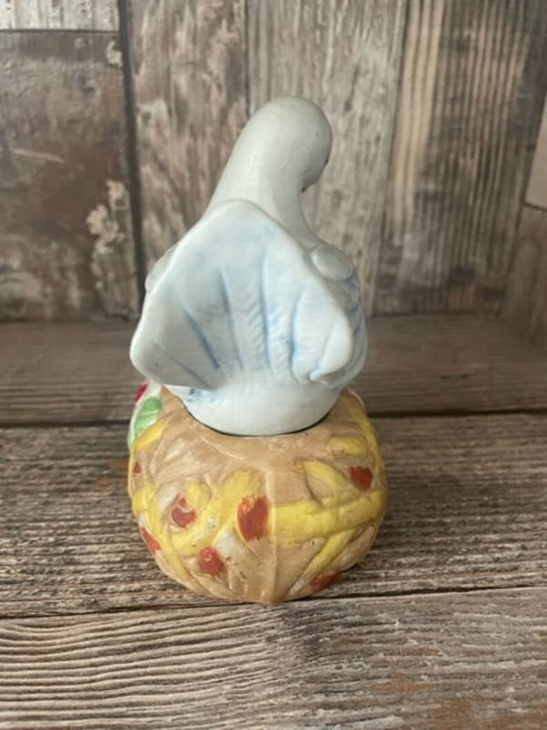 Vintage Jasco ceramic bird dove nest candle holder trinket box image 4