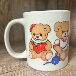 Vintage 80s Teddy Bear Christmas Dear Santa Ceramic Coffee Mug Cup