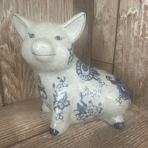 Formalities by Baum Bros Crackle Glaze Ceramic Paisley Pig
