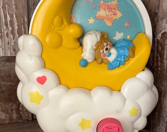 Vintage 80s Fisher-Price Teddy Beddy Bear Moon Wind Up Music Box Crib Toy 1402