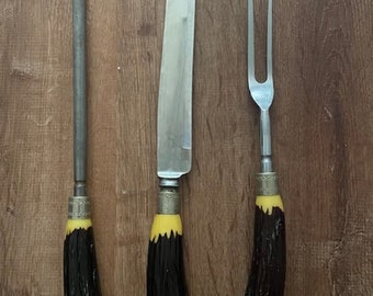 Vintage konstgjord hornskärningsset Westall Richardson Sheffield England