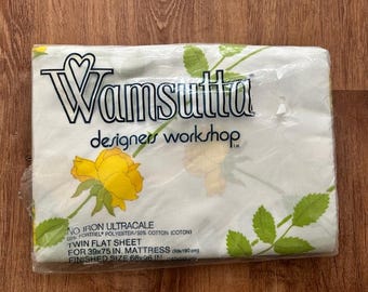 Vintage Wamsutta Christian Dior gele roos dubbel laken
