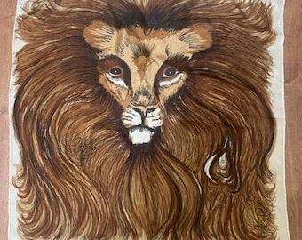 Vintage Glentex lion head scarf 25.5"