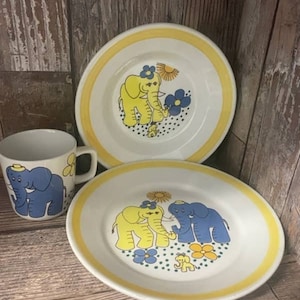 Vintage Stavangerflint Inger Waage Lillefant elephant kids 3 piece set