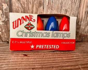 Ampoules de Noël Wynne C 7 1/2 vintage - 4 ampoules multicolores