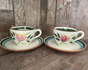 Stangl Pottery Country Garden set of 2 teacups and saucers
