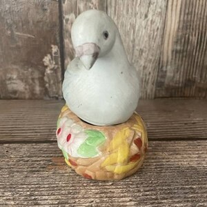 Vintage Jasco ceramic bird dove nest candle holder trinket box image 3