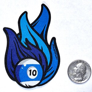 Blue flame 10 ball Patch