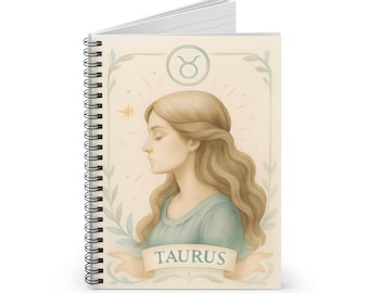 Spiraal notitieboek Stier - astrologisch cadeau, dierenriemdagboek, gepersonaliseerd studienotitieboekje, astrologiebenodigdheden, decor Stier