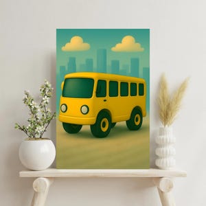 Yellow School Bus Canvas Wall Art, Nursery Decor, Kids Room Decor, Playroom Art, Gift for Children