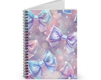 Pastel Bow Spiral Notebook - Cute Stationery for Note-Taking, Journaling, Back to School, Gifts for Students, Bow Lovers