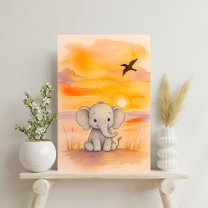 Canvas Print, Stunning Elephant Nursery Artwork, Wall Decor, Safari Animal Art, Jungle Theme, Nursery Wall Art, Kids Room Decor