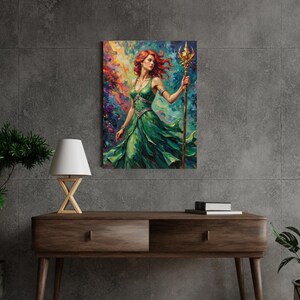 Zodiac Virgo Goddess Princess, Fantasy Art Canvas Print, Vibrant Wall Decor, Gift for Her, Home Decor, Boho Style, Magical Artwork