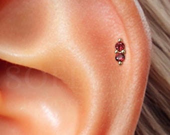 18G Rubinowy Srebrny Labret: Helix, Kolczyk Tragus