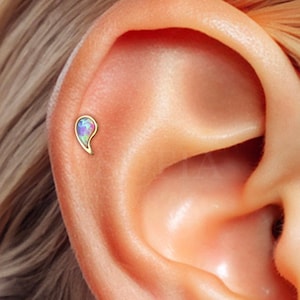 18G Tiny Purple Opal Labret mit Innengewinde - Knorpel Ohrringe - Helix Bolzen - Tragus Bolzen - Conch Piercing - Flacher Ohrring