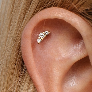 18G Dainty Diamond Climber Internally Threaded Labret Tragus Conch Helix Cartilage Earrings Flat Back Earring Minimalist zdjęcie 3
