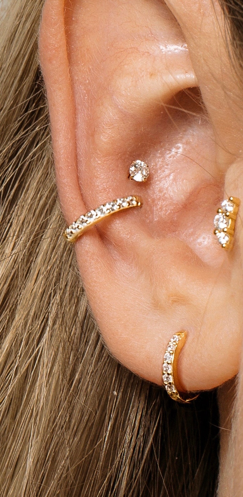 18G Dainty Diamond Climber Internally Threaded Labret Tragus Conch Helix Cartilage Earrings Flat Back Earring Minimalist zdjęcie 6