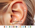 18G Dainty Birthstone Marquise Cartilage Stud Earring - Helix Stud - Tragus Stud - Conch Stud - Flat Back Earring - Birthstone Jewelry
