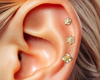 CERSLIMO 3 paia di orecchini a perno in argento Sterling per donne uomini ragazze piccoli orecchini rotondi con zirconia cubica cubica set cartilagine piccoli orecchini trago, Argento sterling Oro