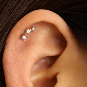 18G Diamant Kletterer Labret mit Innengewinde - Knorpelohrring - Tragus Bolzen - Helix - Muschelohrring - Knorpelstecker - Flachrücken Labret