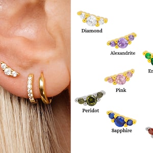 Labret filettato internamente Dainty Climber 18G - Orecchini per cartilagine - Perno per elica - Perno per trago - Piercing alla conca - Orecchini con pietra portafortuna