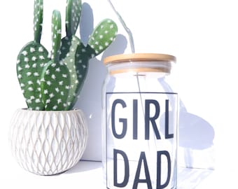 Girl Dad - 16oz Glass Tumbler w/ Bamboo Lid & Glass Straw