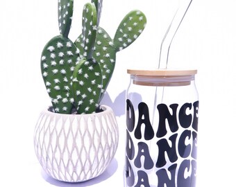 Dance 16oz Glass Tumbler with Bamboo Lid & Glass Straw
