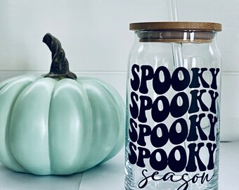 Spooky Season - 16oz or 20oz Glass Tumbler w/ Bamboo Lid & Glass Straw