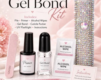 Gel Bond Nail Application Kit | Long-Lasting Press-On Nail Kit with UV Flashlight